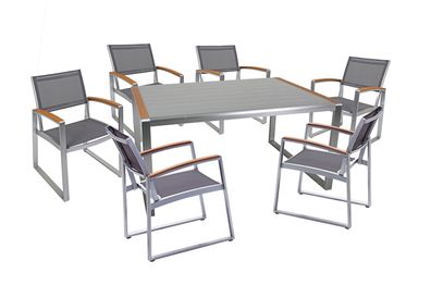 7-teilige Tischgruppe Sitzgruppe Aluminium