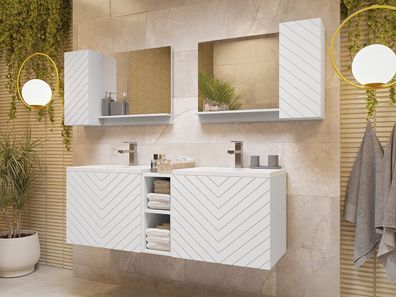 Badmöbel Nexso V Schrank mit Waschbecken und Spiegel Badezimmer Badmöbel-Set M24