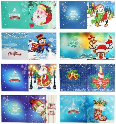Diamant Malerei Grußkarten Cartoon Weihnachten Geburtstag Postkarten 5D DIY