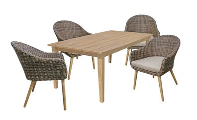 Tischgruppe Visilia/ PUEBLO 4x Stühle 1x Tisch Kunststoffgeflecht