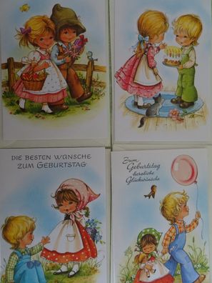 4x Ilo West Germany Grußkarten zum Geburtstag süße Kindermotive