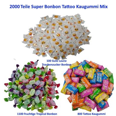 Wurfmaterial 2000 Teile Süßwaren Süßigkeiten Mix - Jedes Teil Einzeln verpackt