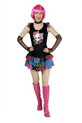 Kostüm Punkgirl Punkerin Damen Mädchen m Totenkopf Gr.36-46 Halloween Karneval