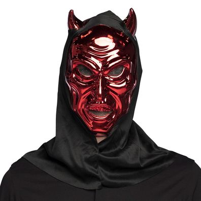 Maske Teufel mit Kapuze rot