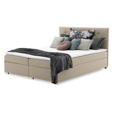 Kontinentales Bett Napoli 160x200 mit zwei Bettkästen und Matratze. Stoff HUGO