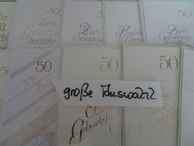 50 Jahre Grußkarten zum Geburtstag -große Auswahl- edel schlichte Eleganz
