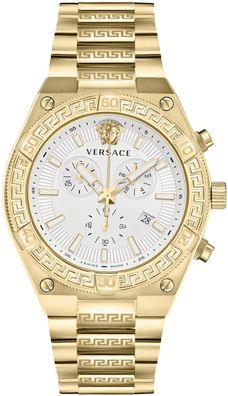 Versace VESO00822 V-Sporty Greca Chronograph weiss gold Edelstahl Herren Uhr NEU