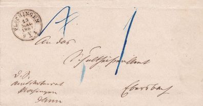 Vorphilabrief aus dem Jahr 1861 von Plochingen nach Ebersbach