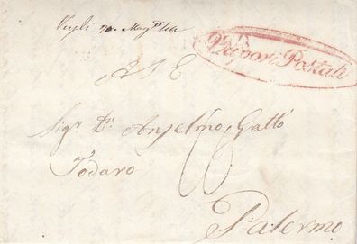 Italien vollständiger Vorphilabrief aus dem Jahr 1844 von Napoli nach Palermo (2)