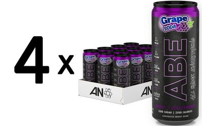 4 x ABE Energy + Performance Cans, Grape Soda - 12 x 330 ml.