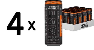 4 x ABE Energy + Performance Cans, Orange Burst - 12 x 330 ml.