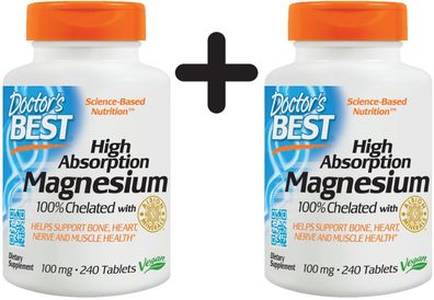 2 x High Absorption Magnesium, 100% Chelated - 240 tabs