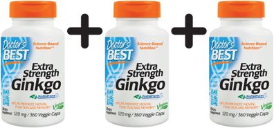 3 x Extra Strength Ginkgo, 120mg - 360 vcaps