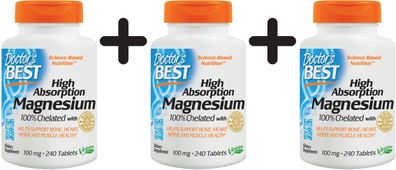 3 x High Absorption Magnesium, 100% Chelated - 240 tabs