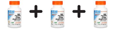 3 x High Absorption Zinc Bisglycinate, 50mg - 90 vcaps