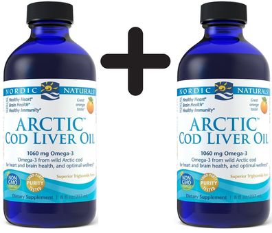 2 x Arctic Cod Liver Oil, 1060mg Orange - 237 ml.