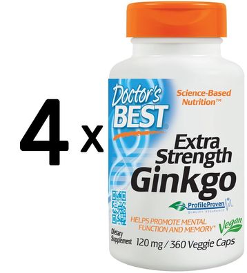 4 x Extra Strength Ginkgo, 120mg - 360 vcaps