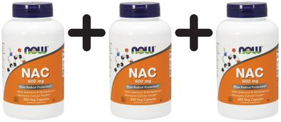 3 x NAC N-Acetyl Cysteine with Selenium & Molybdenum, 600mcg - 250 vcaps