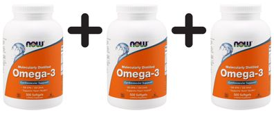 3 x Omega-3 Molecularly Distilled Fish Oil - 500 softgels