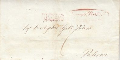 Italien vollständiger Vorphilabrief aus dem Jahr 1844 von Napoli nach Palermo (3)