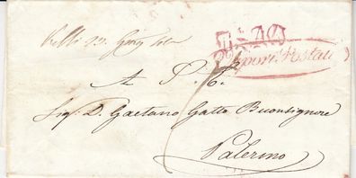 Italien vollständiger Vorphilabrief aus dem Jahr 1844 von Napoli nach Palermo (4)
