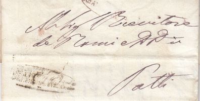 Italien vollständiger Vorphilabrief aus dem Jahr 1840 von Messina nach Tatti