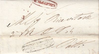 Italien vollständiger Vorphilabrief aus dem Jahr 1840 von Messina nach Tatti (1)