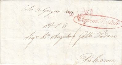 Italien vollständiger Vorphilabrief aus dem Jahr 1844 von Napoli nach Palermo (6)