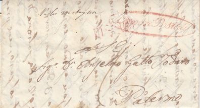 Italien vollständiger Vorphilabrief aus dem Jahr 1840 von ? nach Palermo
