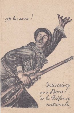 Postkarte WWI la Defense nationale