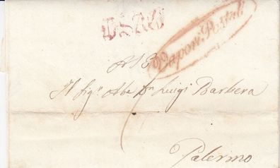 Italien vollständiger Vorphilabrief aus dem Jahr 1844 von Napoli nach Palermo (7)