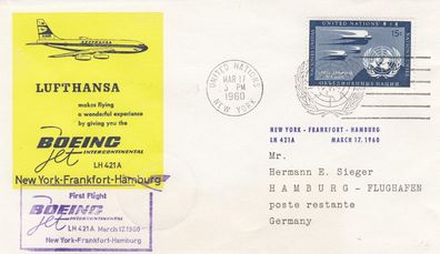 Lufthansa Erstflug mit Boeing New York - Hamburg am 17.3.1960 Flug LH 421 A
