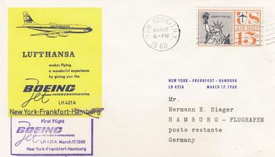 Lufthansa Erstflug mit Boeing New York - Hamburg am 17.3.1960 Flug LH 421 A (1)