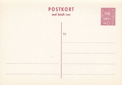 Norwegen Postkort med betalt svar P130 ungelaufen