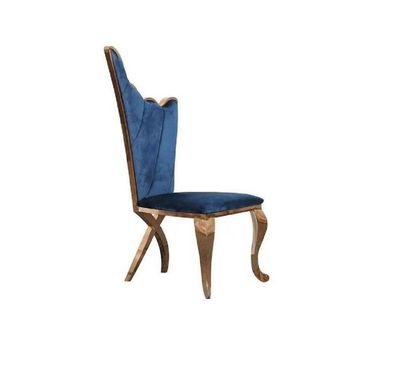 Stilvoll Sessel Stuhl Blau Sitz Polster Design Metall Textil Modern Stil