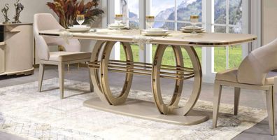 Esstisch Esszimmertisch Essecke Esszimmermöbel Tisch Holz Gold Beige