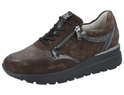 Waldläufer H-Feli Damen Schnürschuhe Sneaker braun carbon asphalt Leder