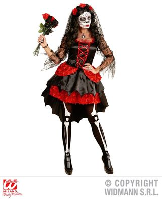 Braut Dia de los Muertos schwarz rot mit Haarreif