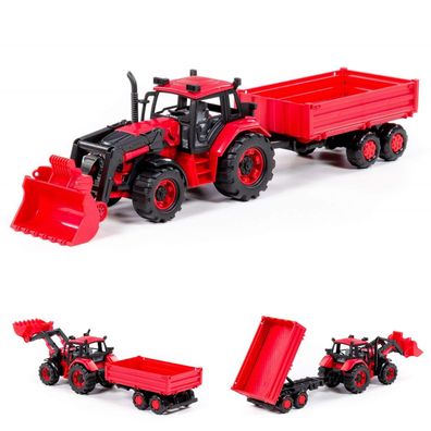 Polesie Spielzeug-Traktor 91871 Anhänger Frontschaufel Schwungantrieb Radlader