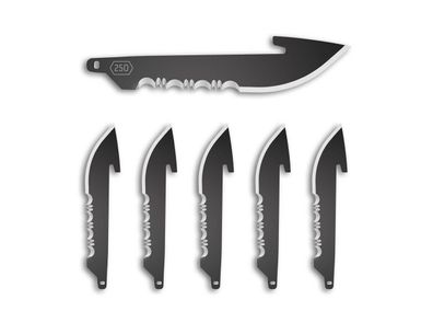 Outdoor Edge 2.5" Serrated Drop Point Replacement Blades 6-Pack Black Oxide