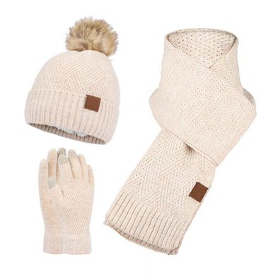Winter Warm Métze Touchscreen Handschuhe und Lang Schal Set