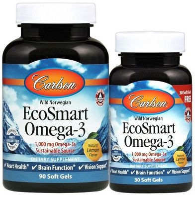 EcoSmart Omega-3, Natural Lemon - 90 + 30 softgels