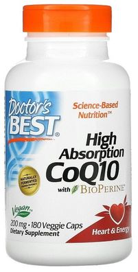 High Absorption CoQ10 with BioPerine, 200mg - 180 vcaps