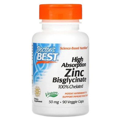 High Absorption Zinc Bisglycinate, 50mg - 90 vcaps