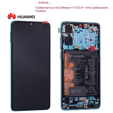 Original Huawei P30 OLED LCD Display Touch Screen mit Akku Aurora Blue 02352NLN