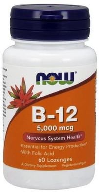 Vitamin B-12 with Folic Acid, 5000mcg - 60 lozenges