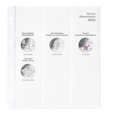 Vordruckblatt f. 20 Euro - Gedenkmünzen Deutschland 2022