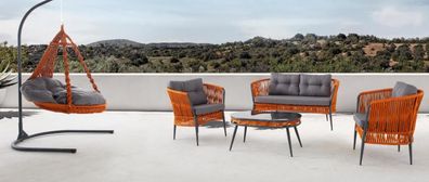 Orange Garten Sitzmöbel Sofagarnitur Zweisitzer Sessel Couchtisch Set