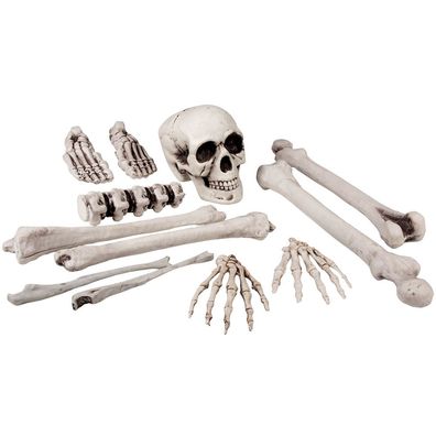 Skelettteile Totenkopf und Knochen 12-tlg