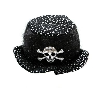 Halloween - Glitzer Hut mit Totenkopf Mütze Tag der Toten Verkleidung schwarz